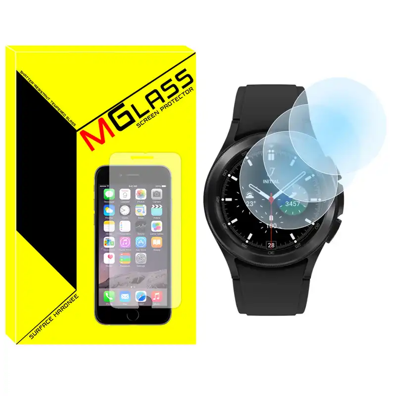 محافظ صفحه نمایش شیشه‌ای ام گلس مدل SH-MG مناسب برای ساعت هوشمند سامسونگGALAXY  Watch 4 Classic 42mm بسته سه عددی
