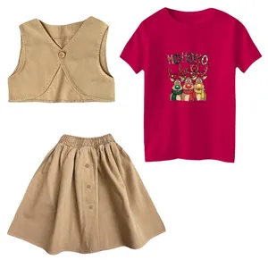 ست 3 تکه لباس دخترانه مدل کریسمسی کد 013