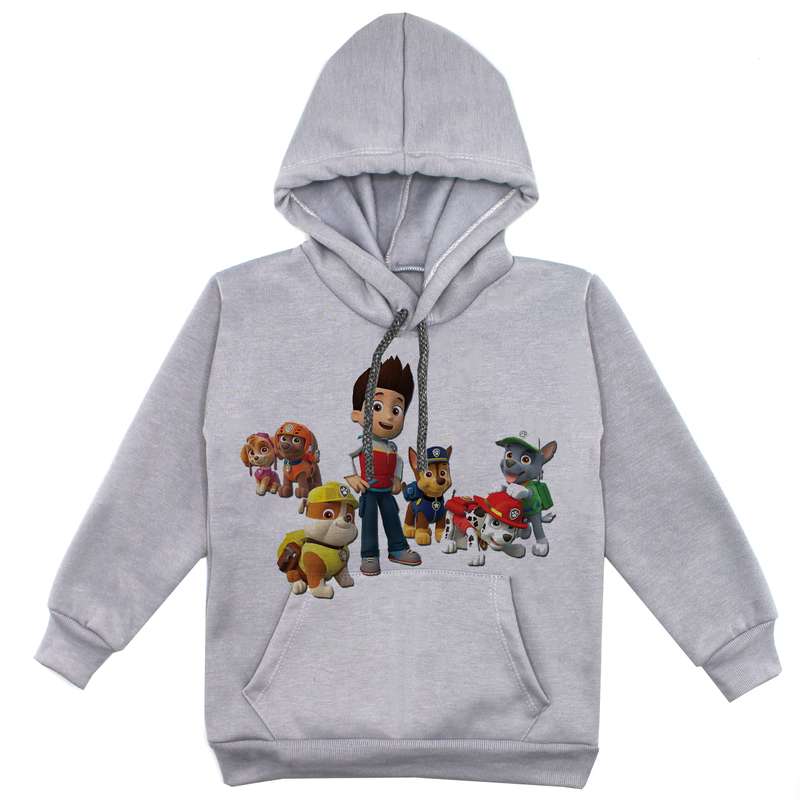 هودی پسرانه مدل  سگ های نگهبان F76 رنگ طوسی