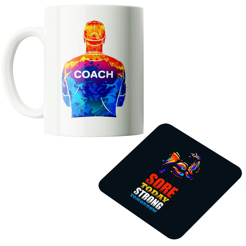 ماگ پاد آفرین مدل کوچ مربی ورزشی فیتنس باشگاهی جیم بدنسازی کد PZ272 به همراه زیرلیوانی