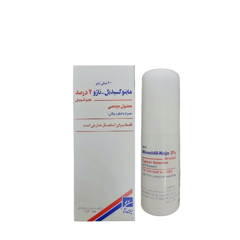 محلول محرک رویش مجدد مو ایران ناژو مدل ماینوکسیدیل 2 درصد حجم 60 میلی لیتر بسته 2 عددی