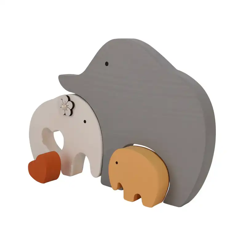 اسباب بازی چوبی طرح پازل فیل قلبی مدل MKT11-A-MD مجموعه 4 عددی