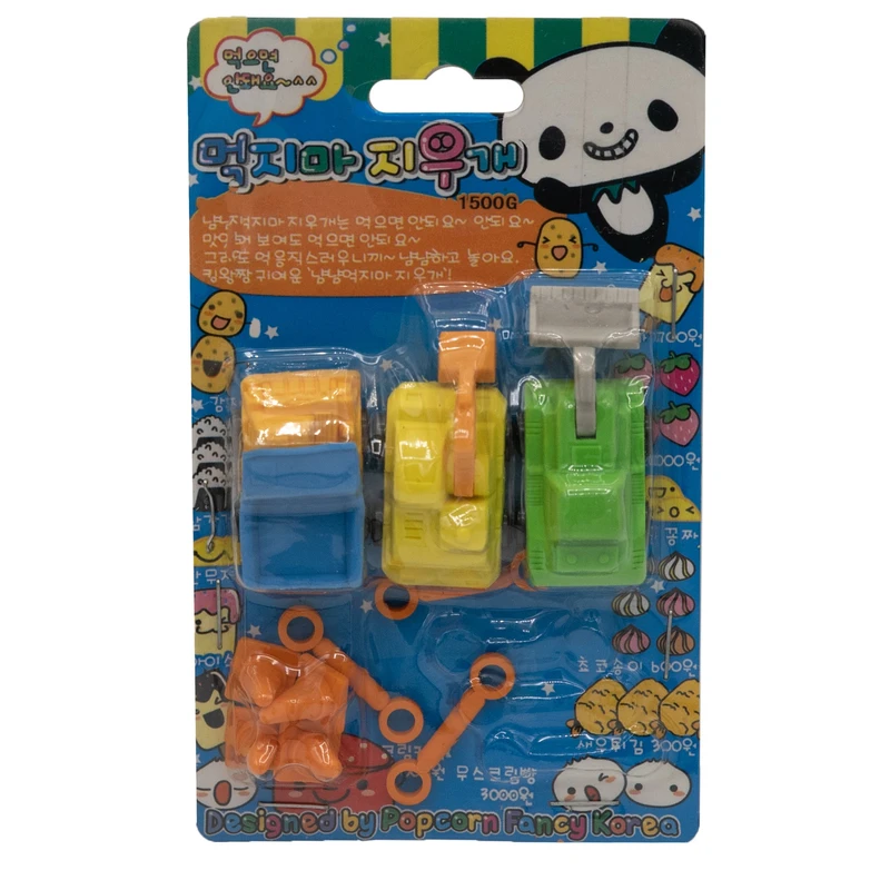 پاک کن مدل فانتزی طرح ماشین های راهسازی بسته 3 عددی