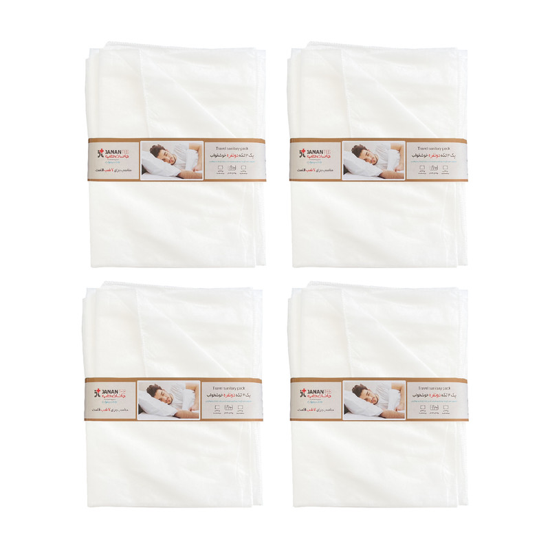 ملحفه یکبار مصرف جانان طب مدل مسافرتی دونفره خوشخواب سه تکه مجموعه 4 عددی