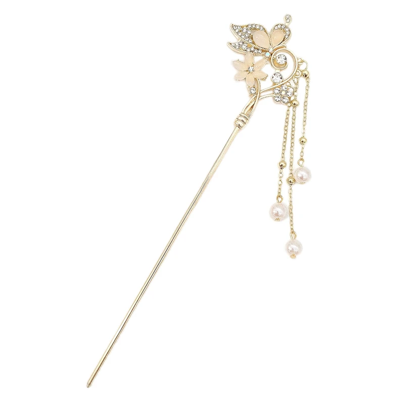 گیره مو زنانه مدل کانزاشی پروانه و گل آویزدار کد kg 6088