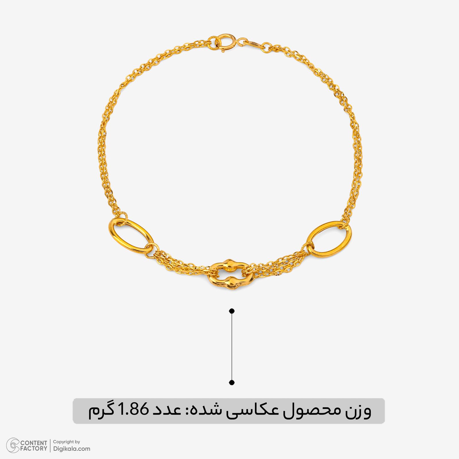 دستبند زنجیری طلا کم اجرت 18 عیار زنانه نگین مدل 105 -  - 3