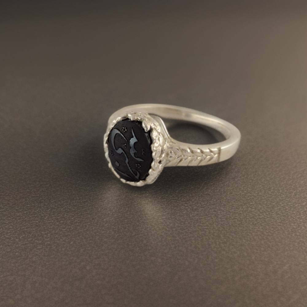 انگشتر نقره زنانه ملک زیور مدل حسبی الله حدید کد 46