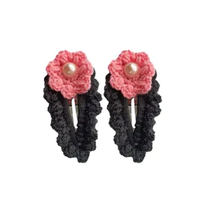 گیره مو زنانه مدل گل صنایع دستی بسته 2 عددی