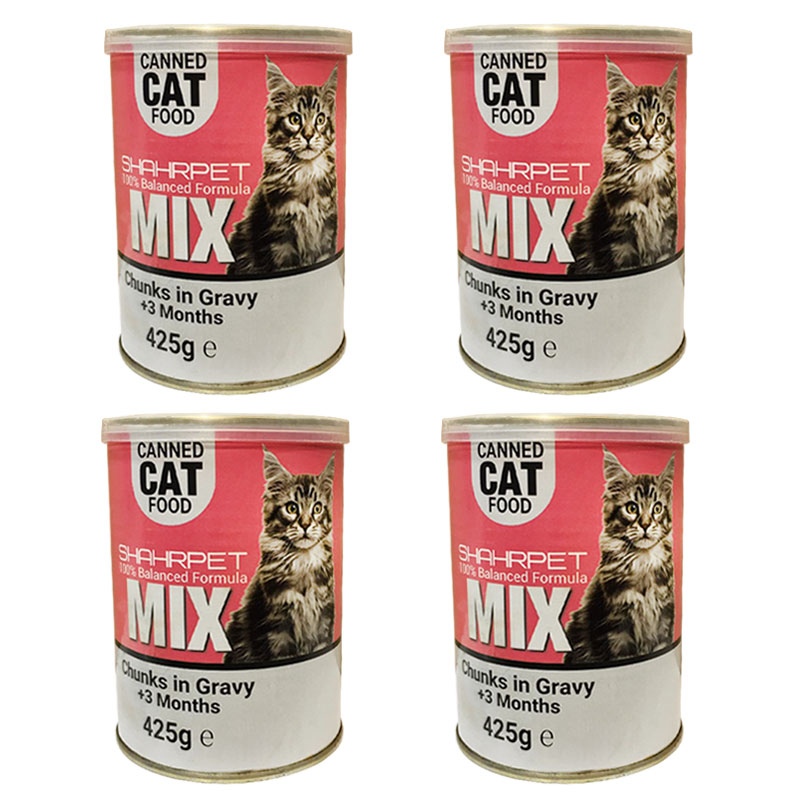 نقد و بررسی کنسرو غذای گربه شهرپت مدل Mix وزن 425 گرم بسته 4 عددی توسط خریداران