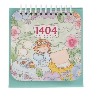 تقویم رومیزی سال 1404 مدل کیوت طرح دختر و گلها کد 103473