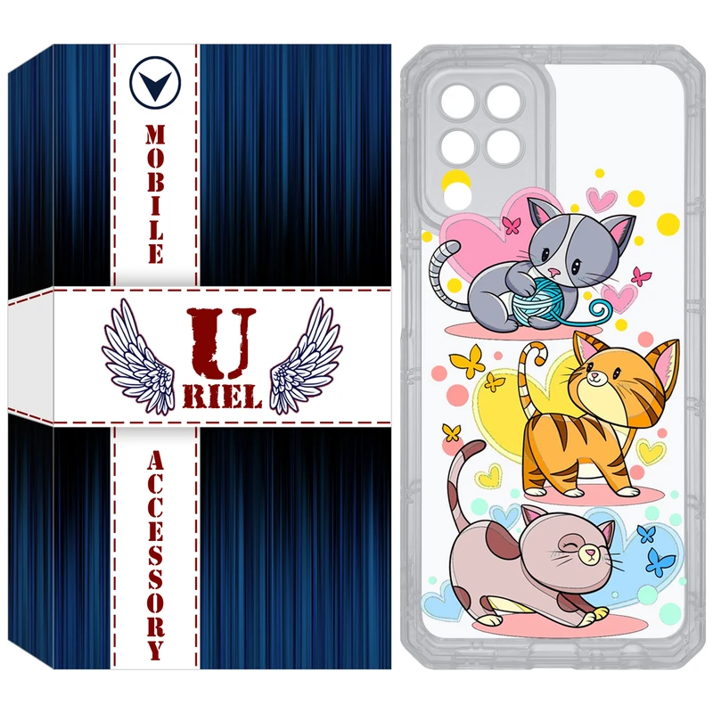کاور یوریل مدل Clear کد 6 طرح گربه مناسب برای گوشی موبایل سامسونگ Galaxy A22 4G / M32 / M22