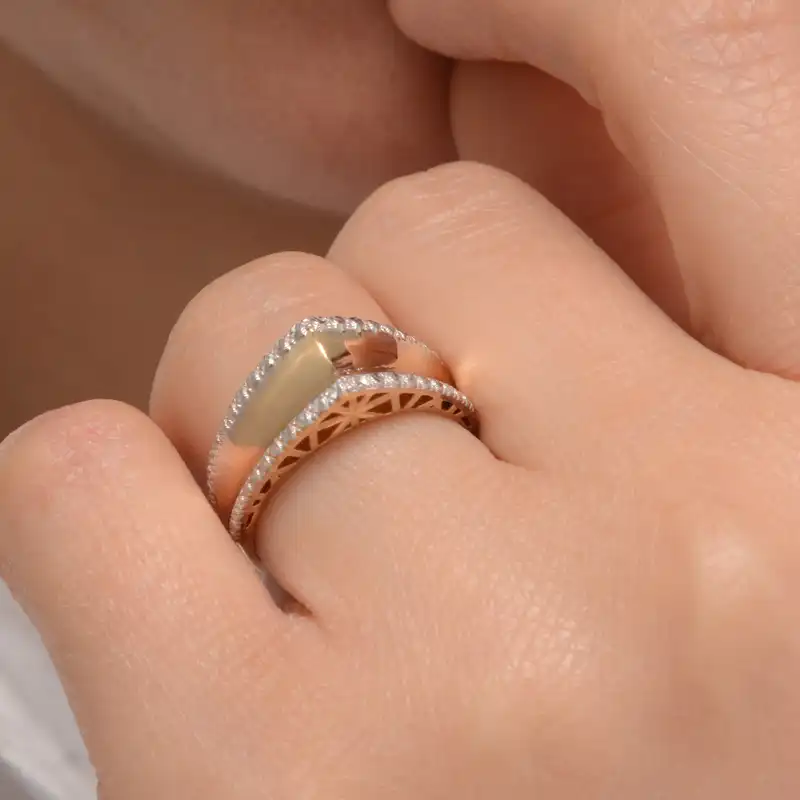 انگشتر طلا 18 عیار زنانه طلای مستجابی مدل  آوا کد 67037