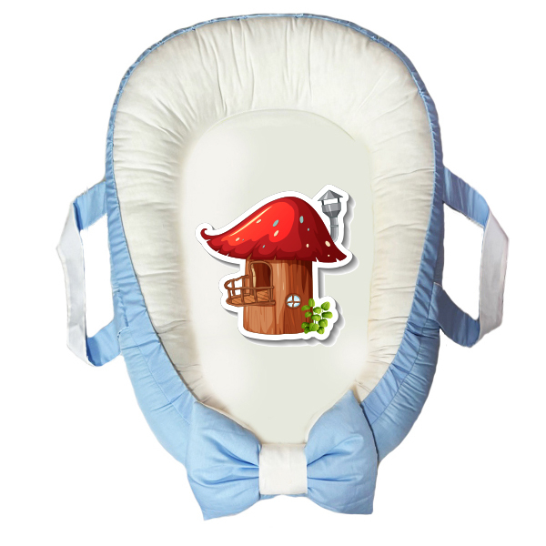 سرویس خواب سه تکه نوزاد مدل گارد محافظ دار طرح خونه قارچی کد 04