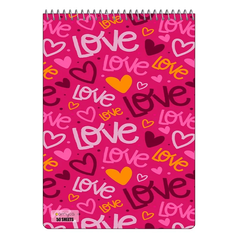 دفتر نقاشی 50 برگ سیمی کارنیکا طرح پترن عشق Love Pattern کد 19212