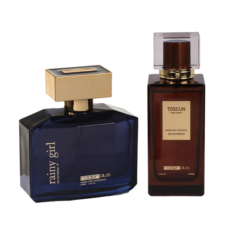 ادوپرفیوم مردانه رودیر پلاس مدل Toscun با رایحه تلخ حجم 100 میلی‌لیتر به همراه ادوپرفیوم زنانه رودیر پلاس مدل Rainy Girl با رایحه خنک حجم 100 میلی‌لیتر 