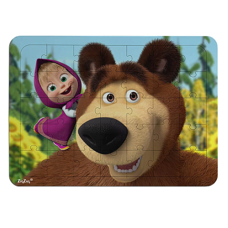 پازل 35 تکه زیگ زاگ مدل چوبی میشا و ماشا کد 351039