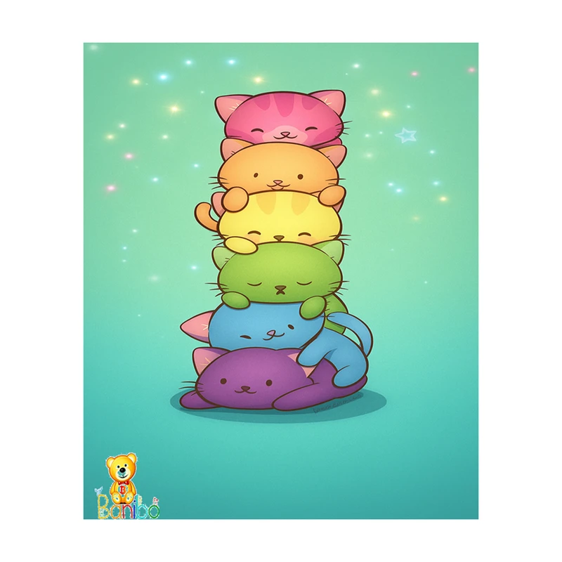 پوستر بانیبو طرح  گربهای رنگی کد 264