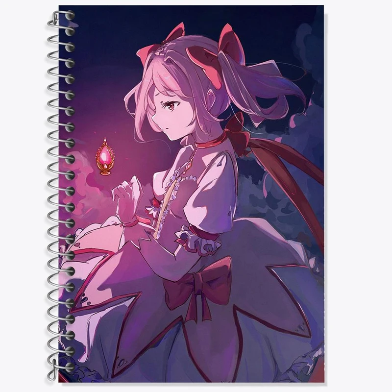 دفتر زبان 50 برگ خندالو مدل سه خط طرح مادوکا کانام انیمه مادوکا مجیکا Madoka Magica کد 18363