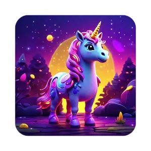 زیر لیوانی کاکتی طرح اسب تک شاخ و یونیکورن مدل mp30737