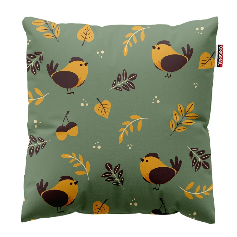 کوسن پاد آفرین مدل پاییز طرح برگ سنجاب کدوتنبل کد PK402061 سایز 40*40 سانتی متر