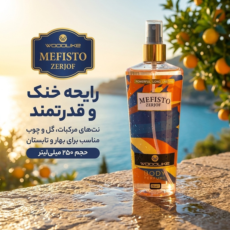 بادی اسپلش  مردانه وودلایک مدل MEFISTO ZERJOF حجم 250 میلی‌لیتر