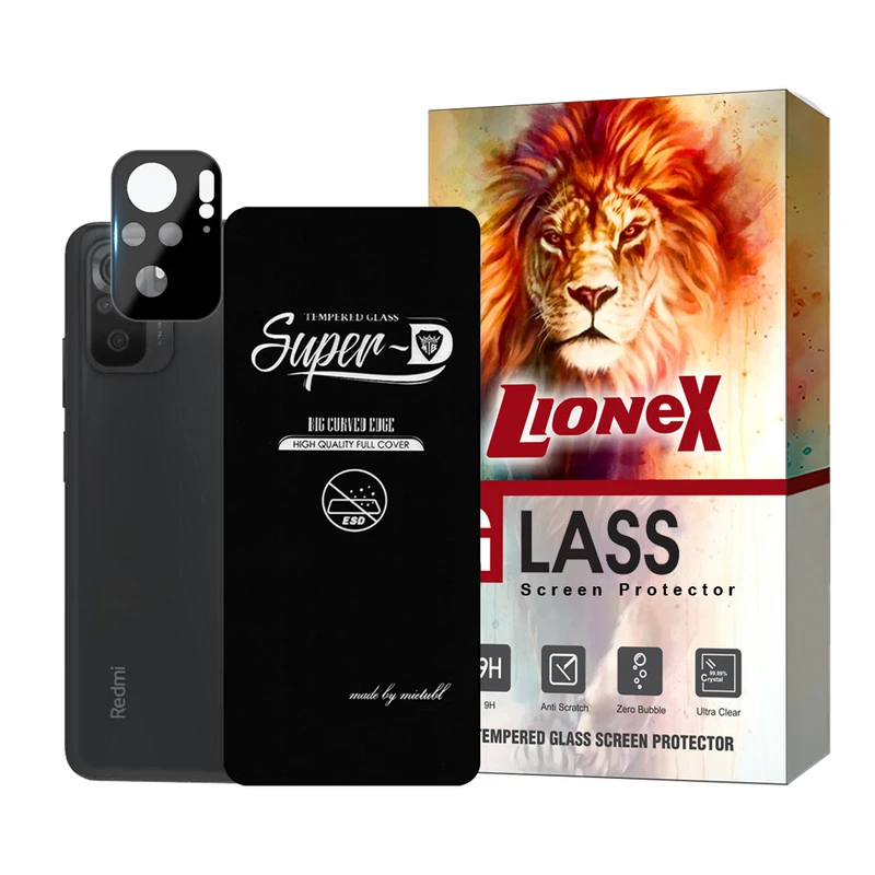   محافظ صفحه نمایش لایونکس مدل SUPLNFULI مناسب برای گوشی موبایل شیائومی Redmi Note 10 4G / Redmi Note 10S / Redmi Note 11 SE India / Poco M5s به همراه محافظ لنز گوشی