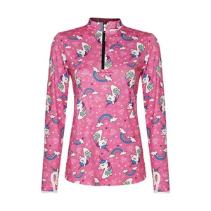 تی شرت آستین بلند ورزشی زنانه مدل فینگردار طرح یونیکورن کد Mhr-34