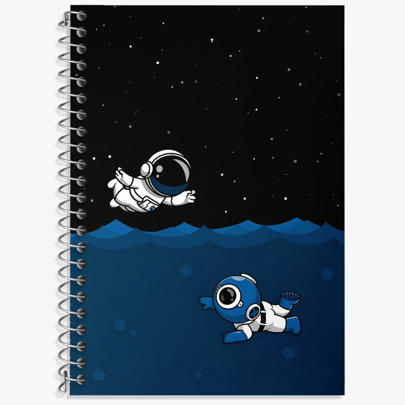 دفتر زبان 50 برگ خندالو مدل سه خط طرح فضانورد کد N4668