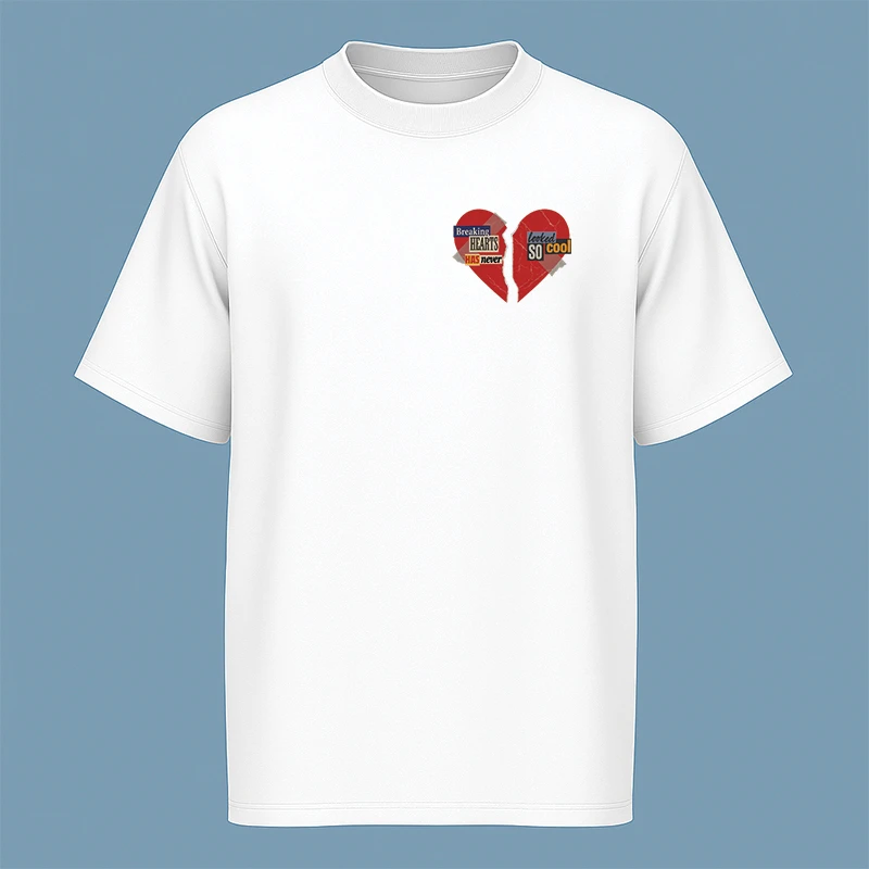 تی‌شرت آستین کوتاه مردانه مدل وینتیج قلب شکسته کد c72