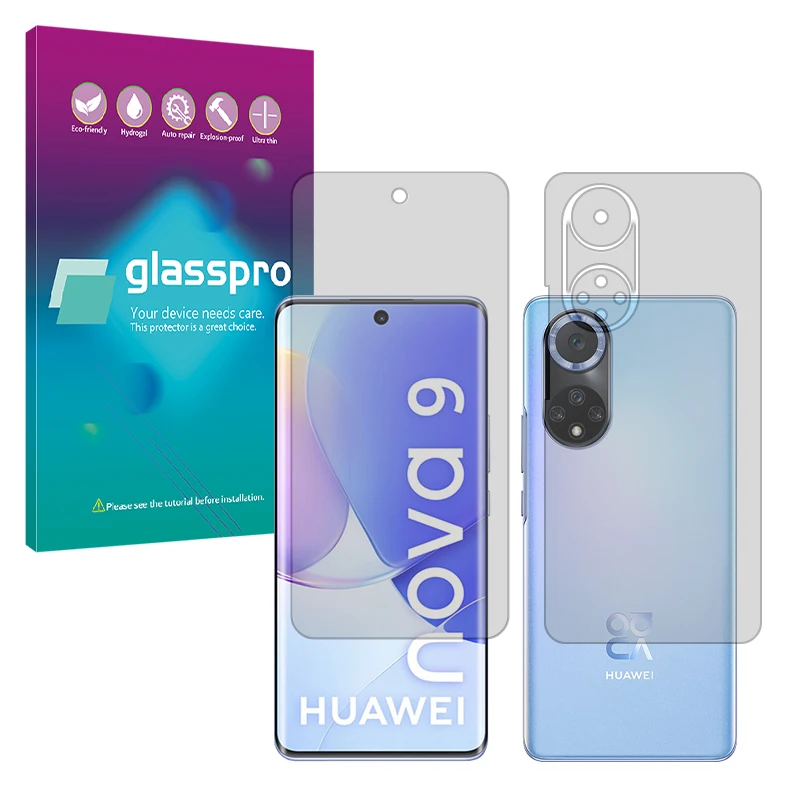 محافظ صفحه نمایش شفاف گلس پرو مدل Resistant مناسب برای گوشی موبایل هوآوی Nova 9 به همراه محافظ پشت گوشی