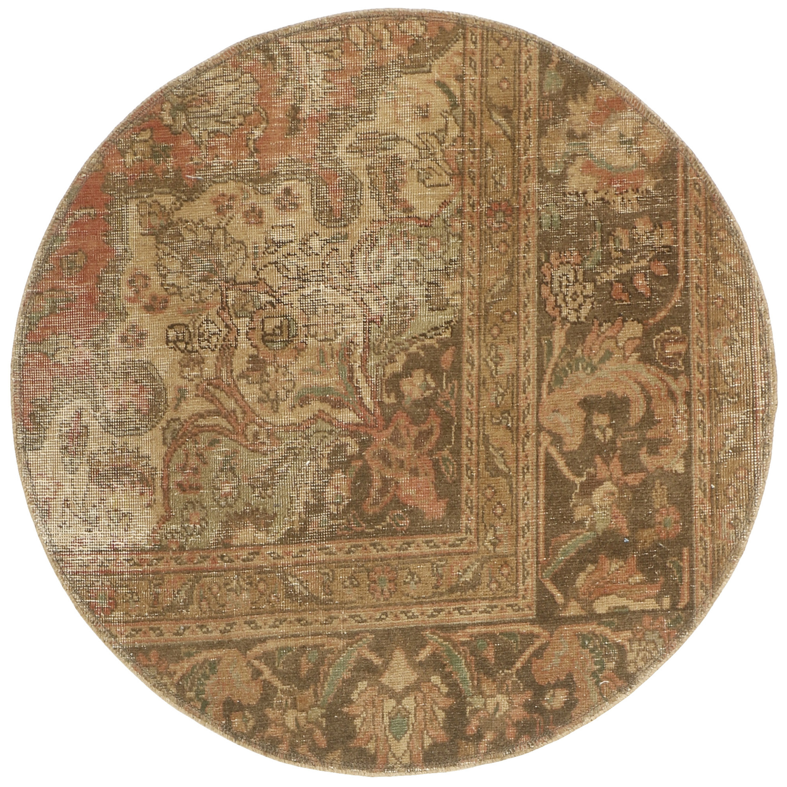 فرش دستبافت رنگ شده یک متری طرح وینتیج کد 537255