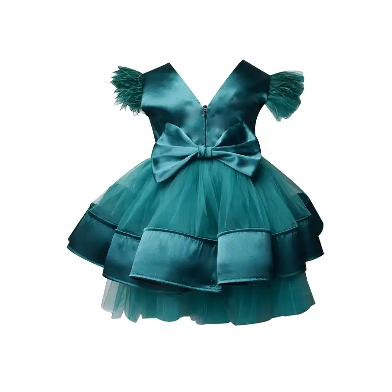 پیراهن دخترانه مدل مجلسی رنگ سبز