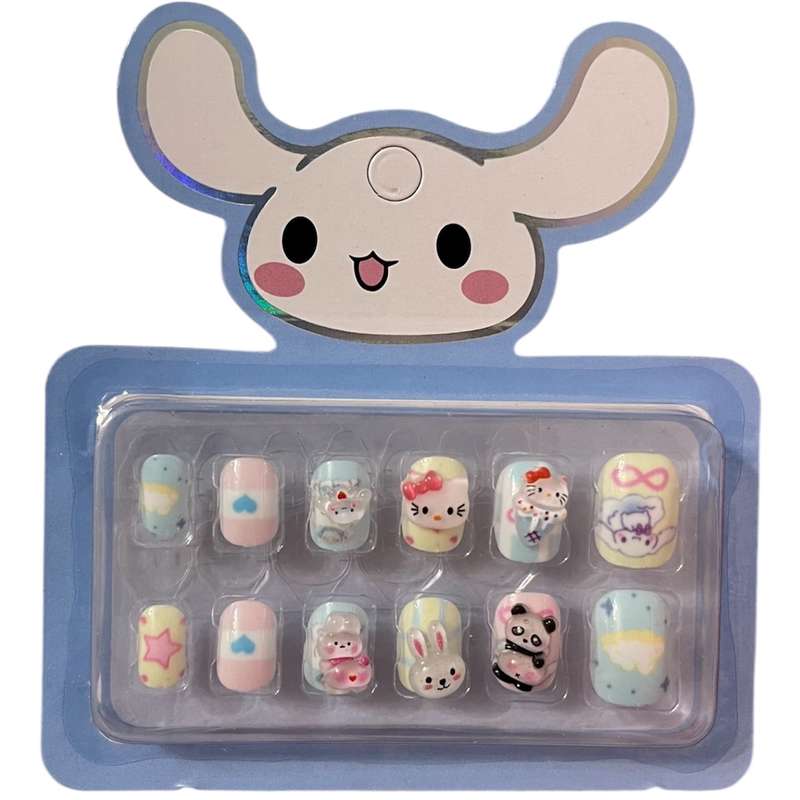 ناخن مصنوعی کودک مدل کرومی بسته 12 عددی