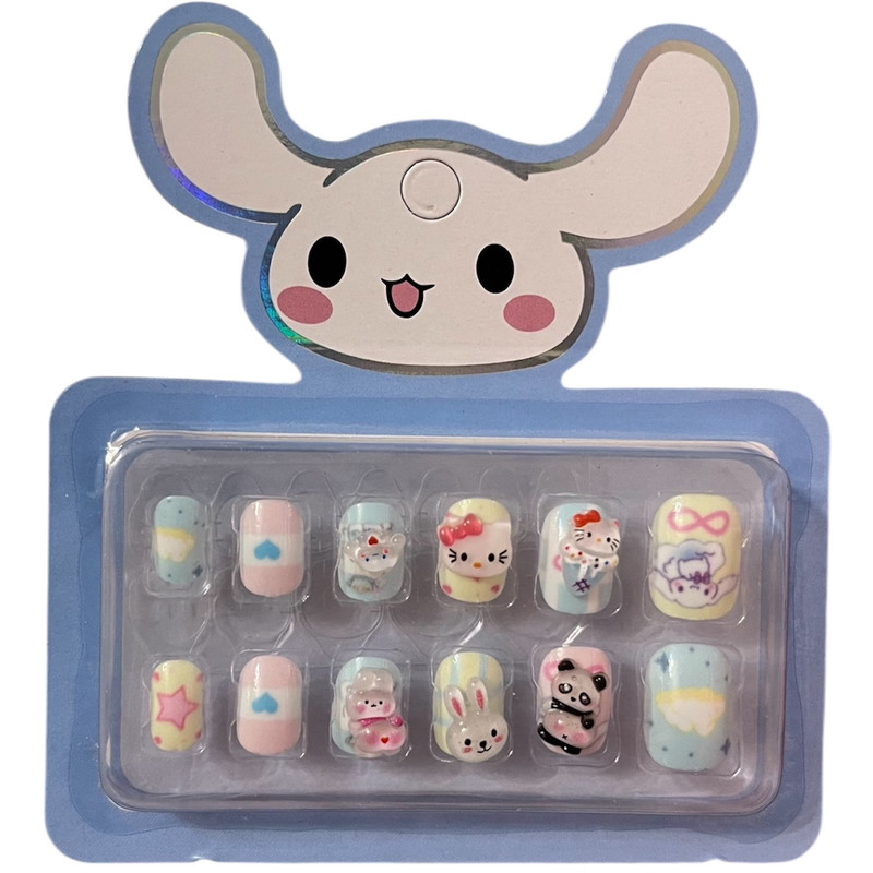 ناخن مصنوعی کودک مدل کرومی بسته 12 عددی