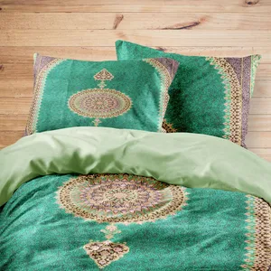 سرویس روتختی مدوپد طرح قالی قم ترنجی گل ریز مدل C-Ghom128 یک نفره 4 تکه