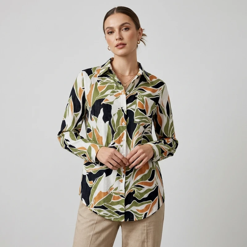 شومیز زنانه آستین بلند مدل Chemise-ColorfulCotton-01
