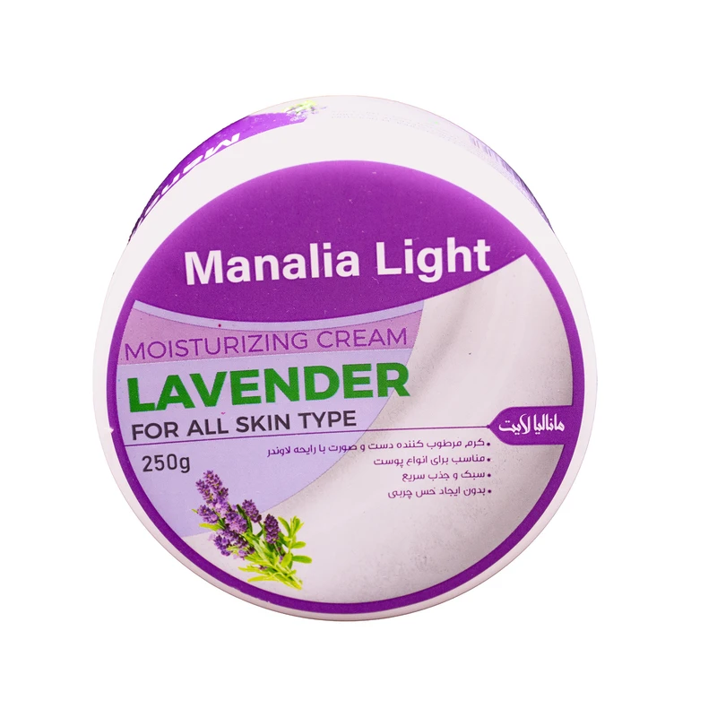 کرم مرطوب‌کننده دست و صورت مانالیا لایت مدل Lavender مناسب برای انواع پوست وزن 250 گرم