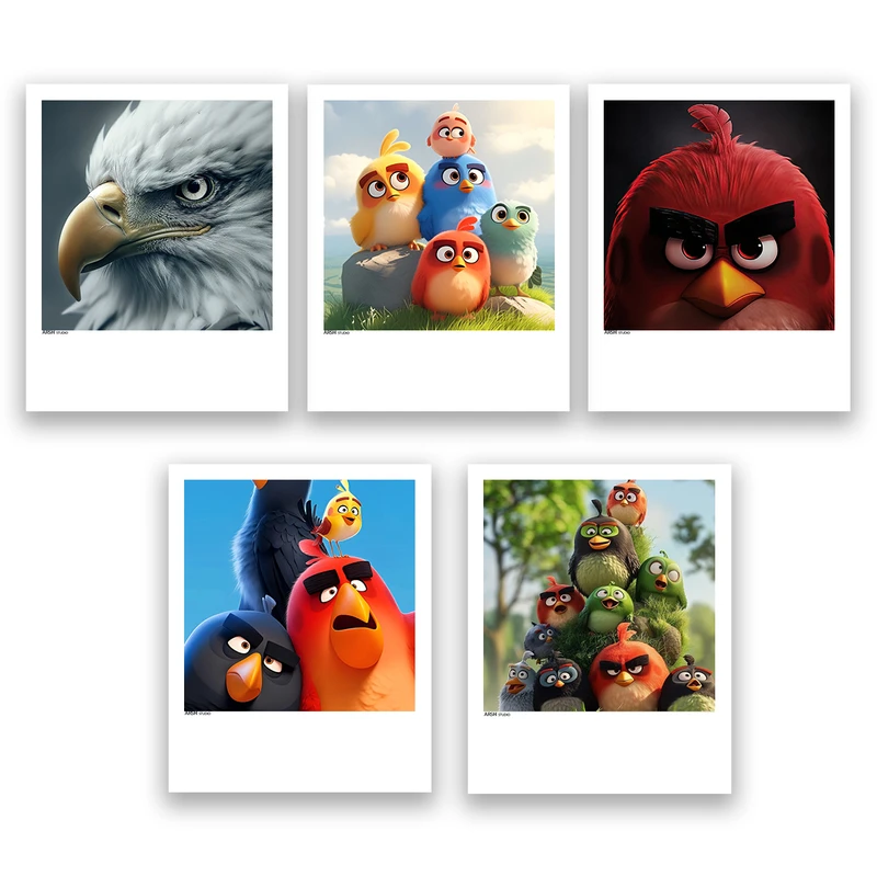 آویز تزیینی عرش مدل فانتزی پرندگان خشمگین Angry Birds کد Asa837 مجموعه پنج عددی