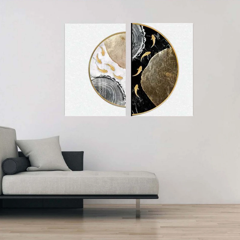 تابلو شاسی بکلیت طرح مدرن نیم دایره ماهی مدل SH-1849 مجموعه 2 عددی