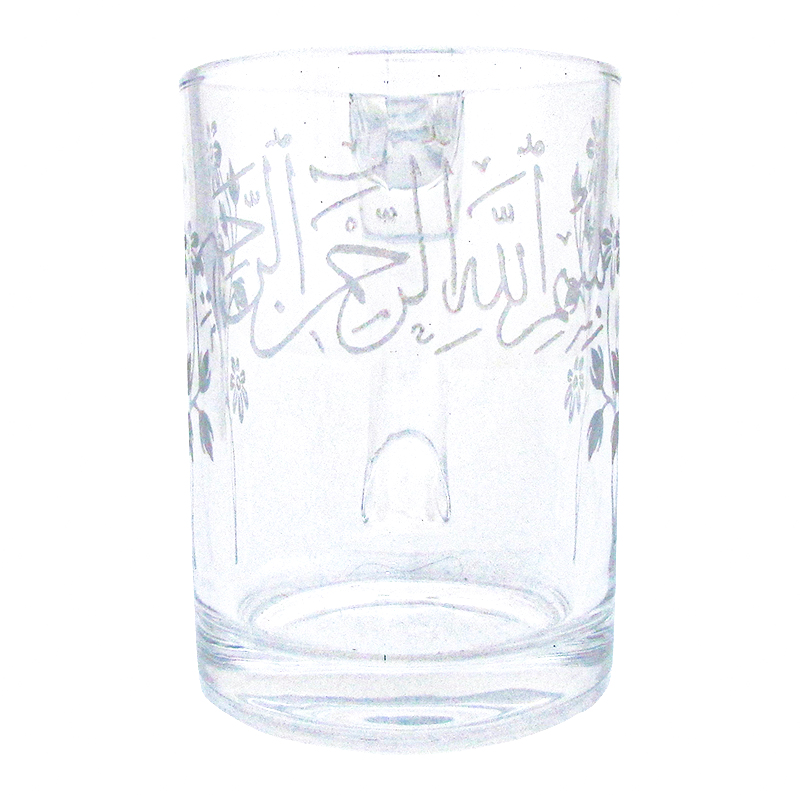 لیوان شیشه ای طرح بسم الله الرحمن الرحیم و گل کد BS-5
