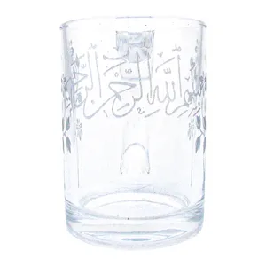 لیوان شیشه ای طرح بسم الله الرحمن الرحیم و گل کد BS-5