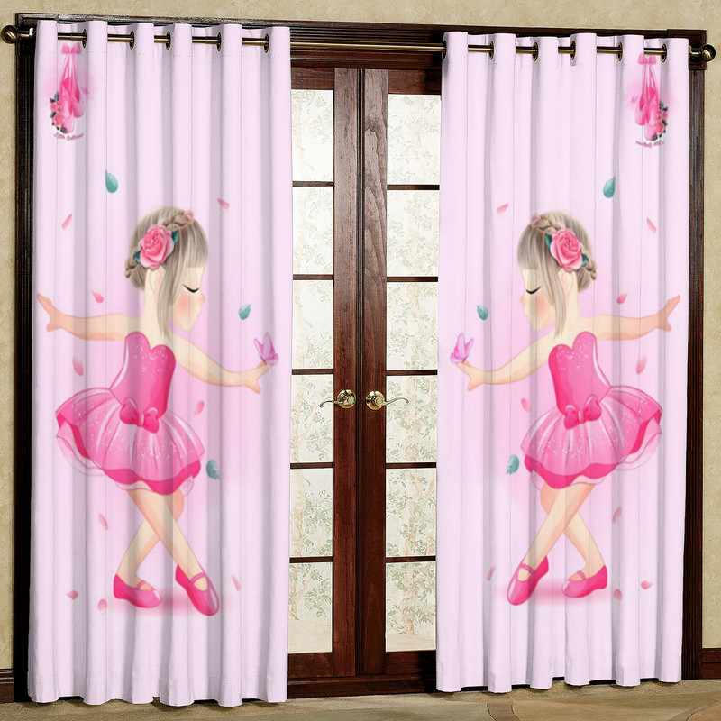 پرده کودک مدل دختر و گل برگ هازان پانچی کد 4353L سایز 140x200 سانتی متر