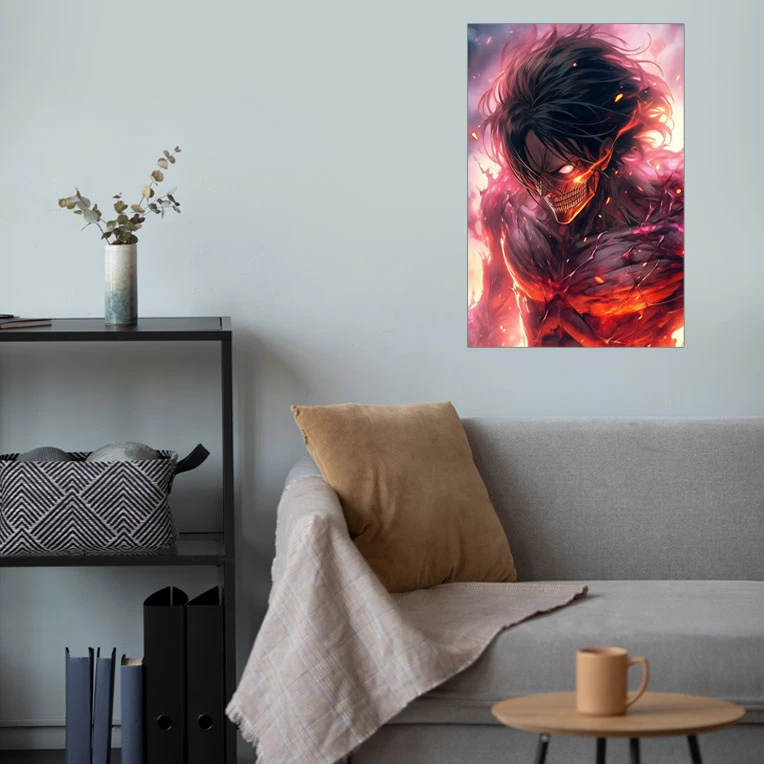 پوستر گوفی مدل ارن یگر انیمه اتک آن تایتان طرح AOT Eren Yeager Attack on Titan Anime کد TITNRED52