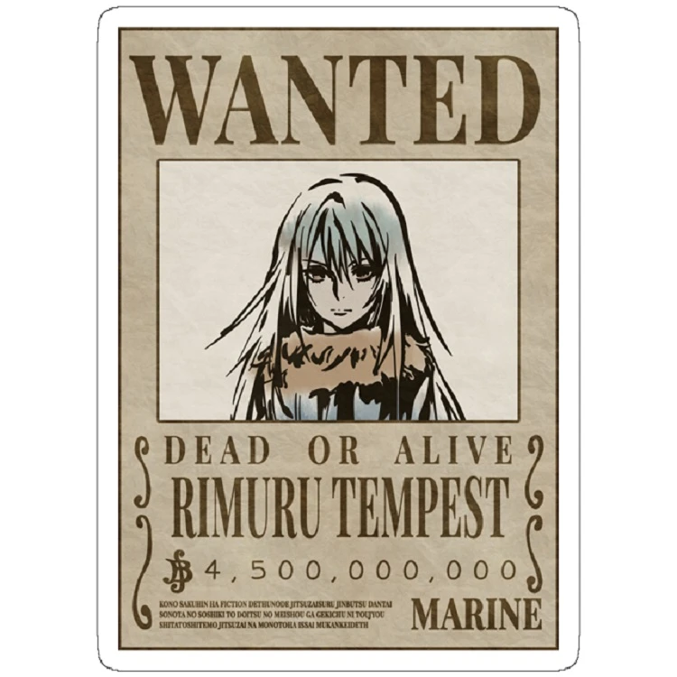 استیکر لپ تاپ مدل Resurrected As a Slime Rimuru Tempest Wanted Poster