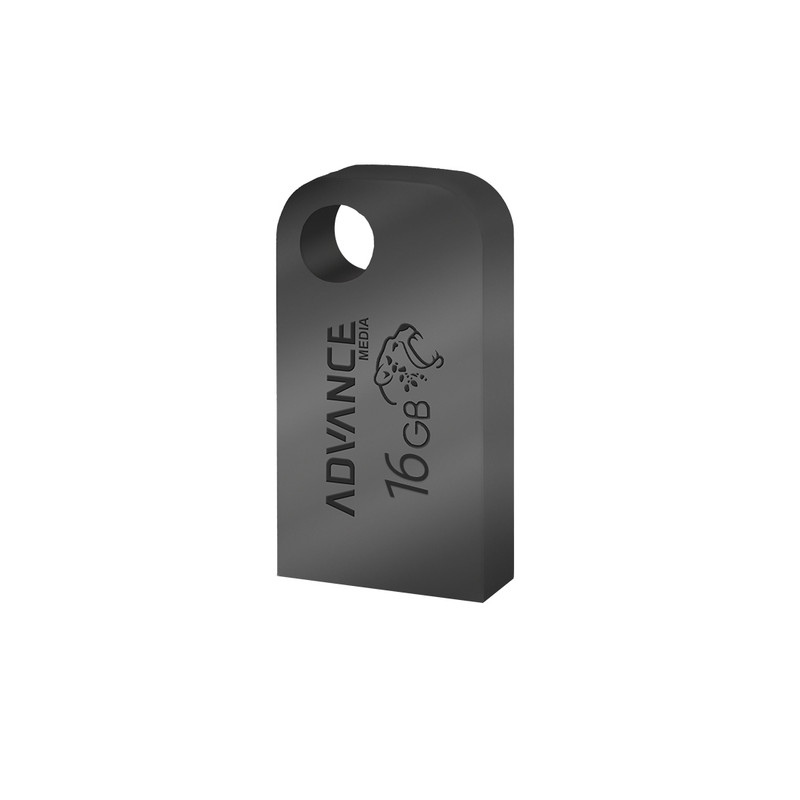 فلش مموری 16 گیگابایت ادونس مدل M-103 با استاندارد USB 2.0 و رابط USB Type-A، بدنه فلزی و بند آویز