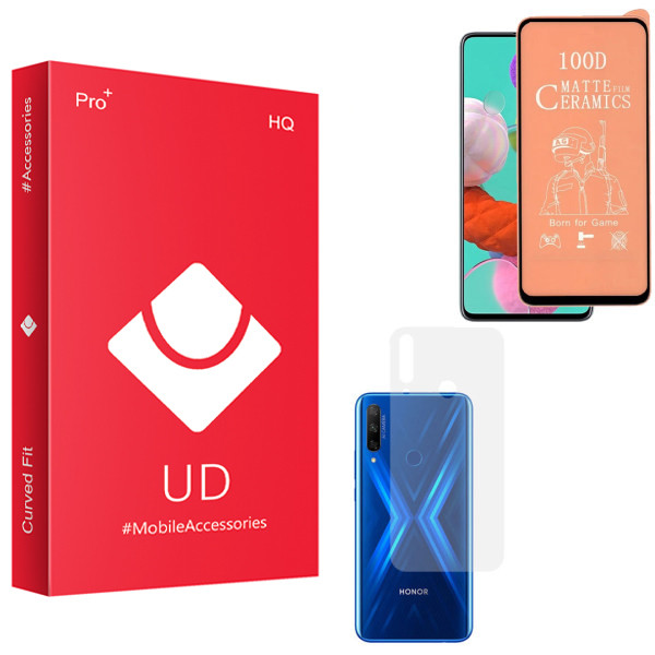 محافظ صفحه نمایش سرامیکی مات یو دی مدل HQ مناسب برای گوشی موبایل هوآوی آنر 9X به همراه محافظ پشت گوشی