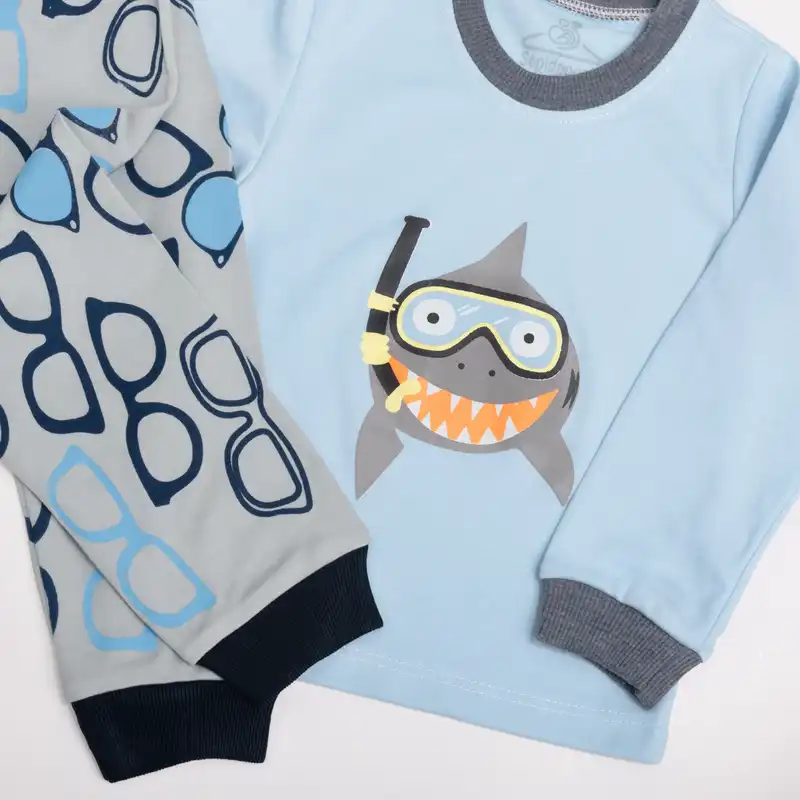 ست تی شرت آستین بلند و شلوار بچگانه سپیدپوش مدل Shark کد 1402521