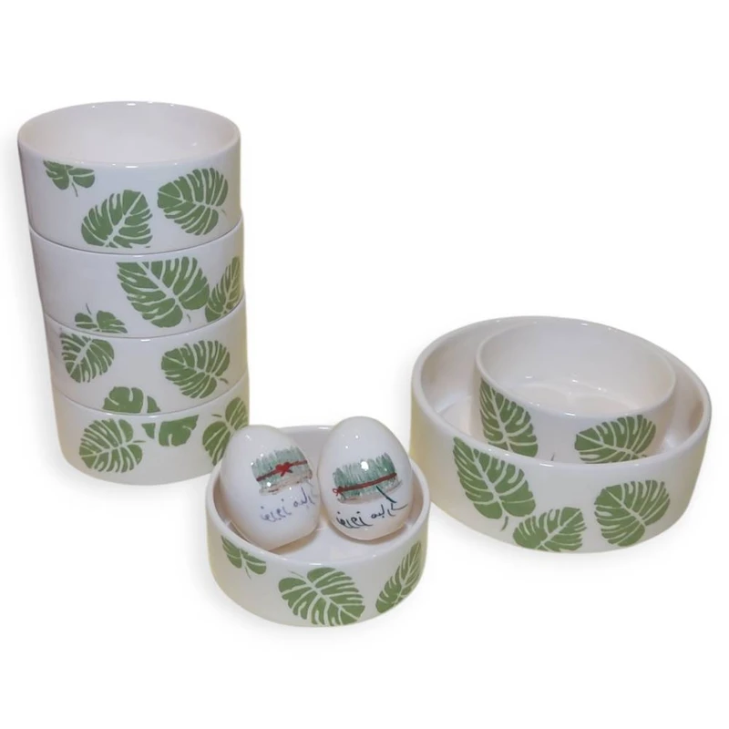 مجموعه ظروف هفت سین 9 پارچه مدل برگ