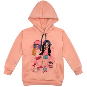 هودی دخترانه مدل دو دوست F94 رنگ گلبهی