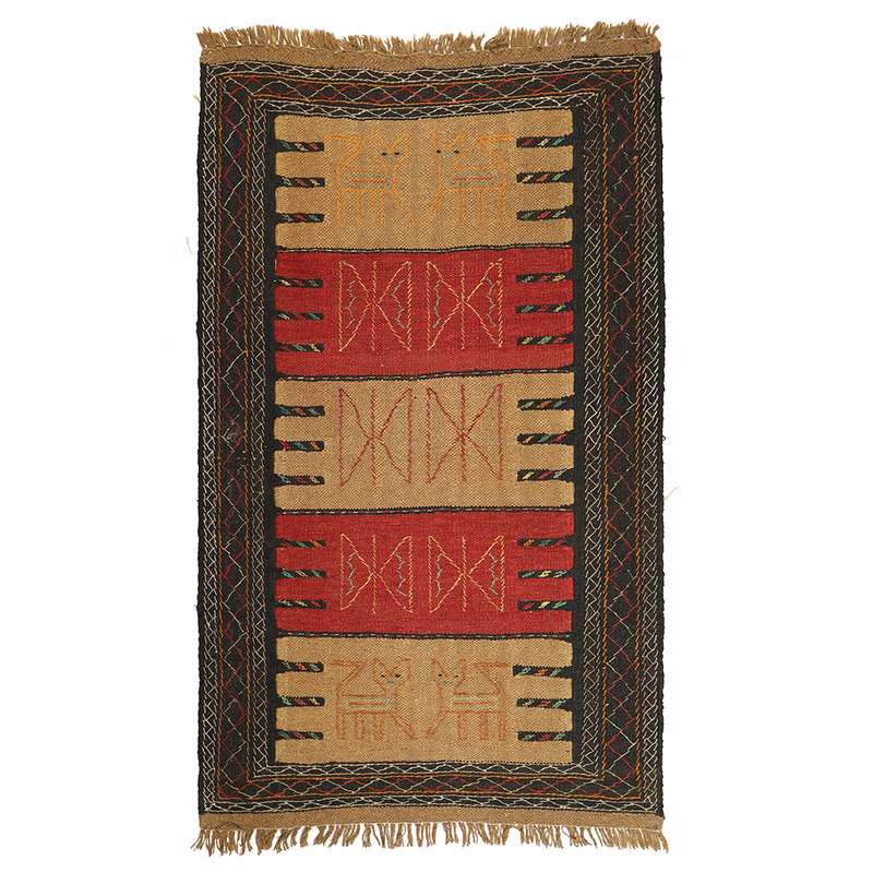 گلیم دستبافت دو متری طرح سفره کردی کد 140898